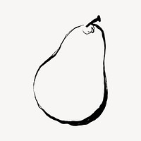 Pear collage element, doodle fruit psd