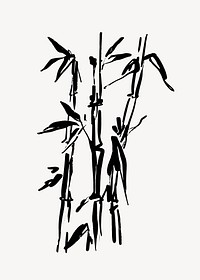 Bamboo  collage element,  ink brush design  vector