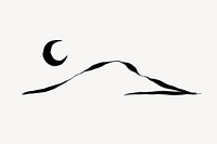 Desert moon ink brush, abstract design 