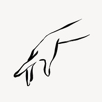 Female hand collage element, line art illustration psd