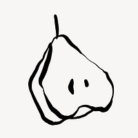 Pear doodle collage element, line art fruit illustration vector