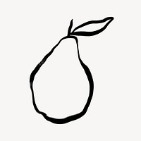 Pear collage element, doodle fruit psd