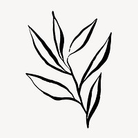 Leaf collage element,  ink brush design  vector