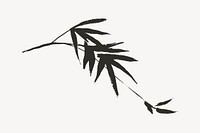 Bamboo leaf collage element,  ink brush design  vector