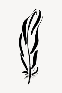 Feather doodle clipart, drawing illustration, black and white design