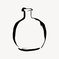 Bubble vase collage element, line art illustration psd