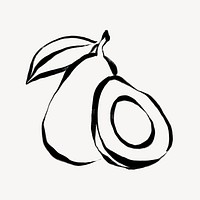 Avocado line art, fruit doodle illustration 