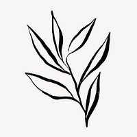 Leaf collage element,  line art design  psd