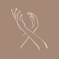 Female hands collage element, line art illustration psd