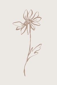 Aesthetic flower line art, Chinese brush design