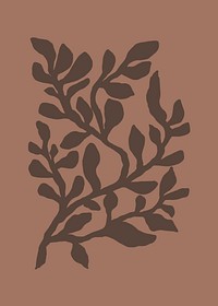 Aesthetic leaf collage element, line art  illustration vector