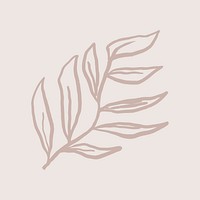 Leaf collage element, line art  illustration vector