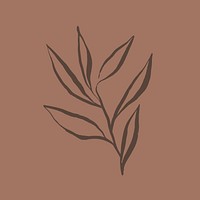 Leaf collage element, line art  illustration vector