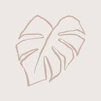 Monstera leaf line art, aesthetic botanical  illustration