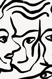 Abstract women face background, black and white design vector