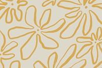 Yellow flower pattern background, minimal design vector