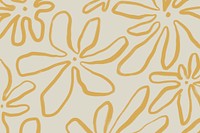 Yellow flower pattern background, minimal design psd