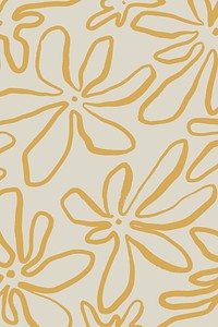 Yellow flower pattern background, minimal design vector