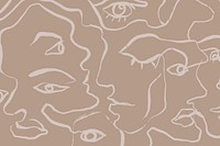 Abstract face background, beige aesthetic design vector