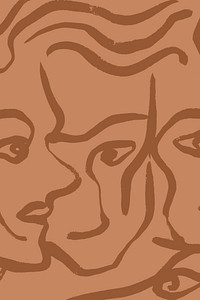 Abstract women face background, brown aesthetic design vector