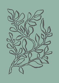 Aesthetic leaf collage element, line art  illustration vector