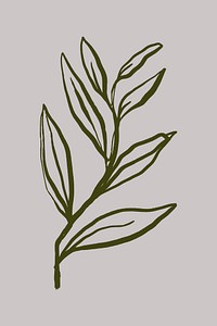 Leaf collage element, line art  illustration vector