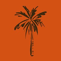 Palm tree doodle collage element, botanical illustration psd