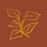 Leaf collage element, line art  illustration vector