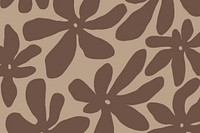 Flower pattern background, brown aesthetic design  psd