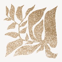 Gold leaf collage element, aesthetic botanical vector