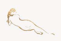 Female body collage element, gold drawing illustration