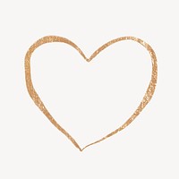 Golden heart clipart, line art illustration psd