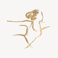 Yoga pose collage element, gold drawing illustration vector