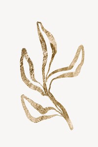 Gold aesthetic leaf collage element, botanical design  vector