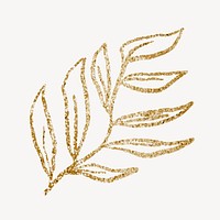 Gold aesthetic  leaf collage element, aesthetic botanical vector