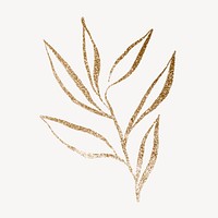 Gold leaf collage element, aesthetic botanical psd