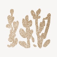 Gold leaf collage element, botanical glittery design  vector