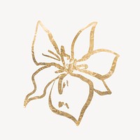 Gold lily collage element, glittery design  vector