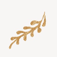 Gold leaf collage element, botanical glittery design  vector