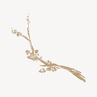 Gold branch collage element, botanical glittery design  vector
