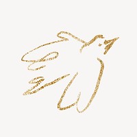 Gold bird  collage element, gold glitter animal vector