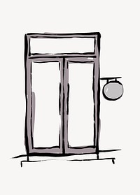 Restaurant door clipart, drawing illustration