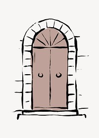 Arched door clipart, drawing illustration vector