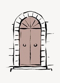 Arched door clipart, drawing illustration