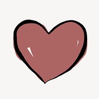 Pink heart clipart, line art illustration psd