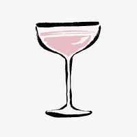 Champagne coupe collage element, beverage illustration vector