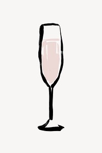Champagne glass, drink doodle illustration