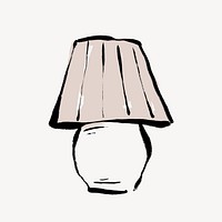 Bedside lamp collage element, aesthetic drawing illustration vector