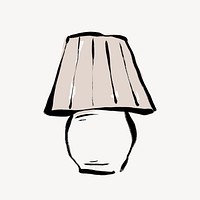 Bedside lamp collage element, line art illustration psd