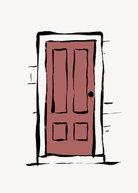 House door clipart, line art illustration psd